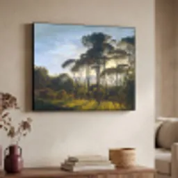 Italiaans landschap met parasoldennen - Kunst - Oude meesters Textielframe zwart klein -sfeer3