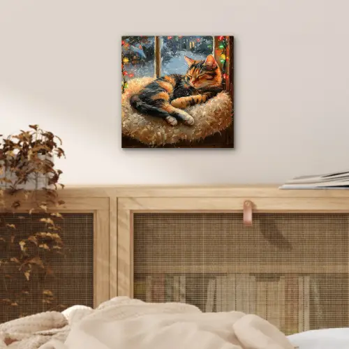 Kat - Kerst - Winter - Dier aluminium wit klein -sfeer3