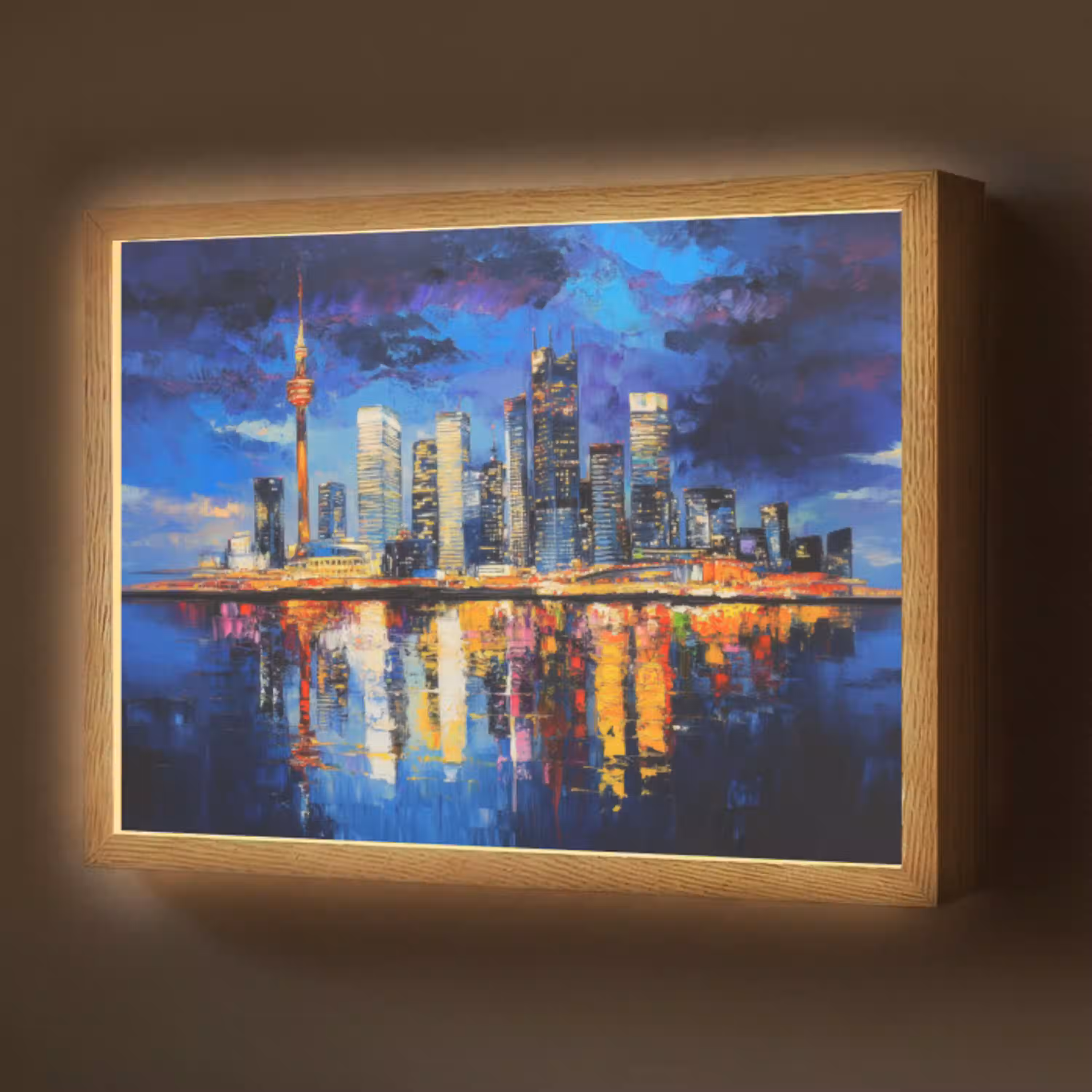 Skyline Toronto - Modern - Stadslicht - Blauw Light Box met batterij (Wandlamp) middel -z3d_website