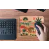 Tijger - Kleurrijk - Palmen - Cactus muismat rubber klein -toetsenbord