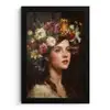 Portret - Vrouw - Bloemen fotolijst zwart zonder passe partout klein -3d