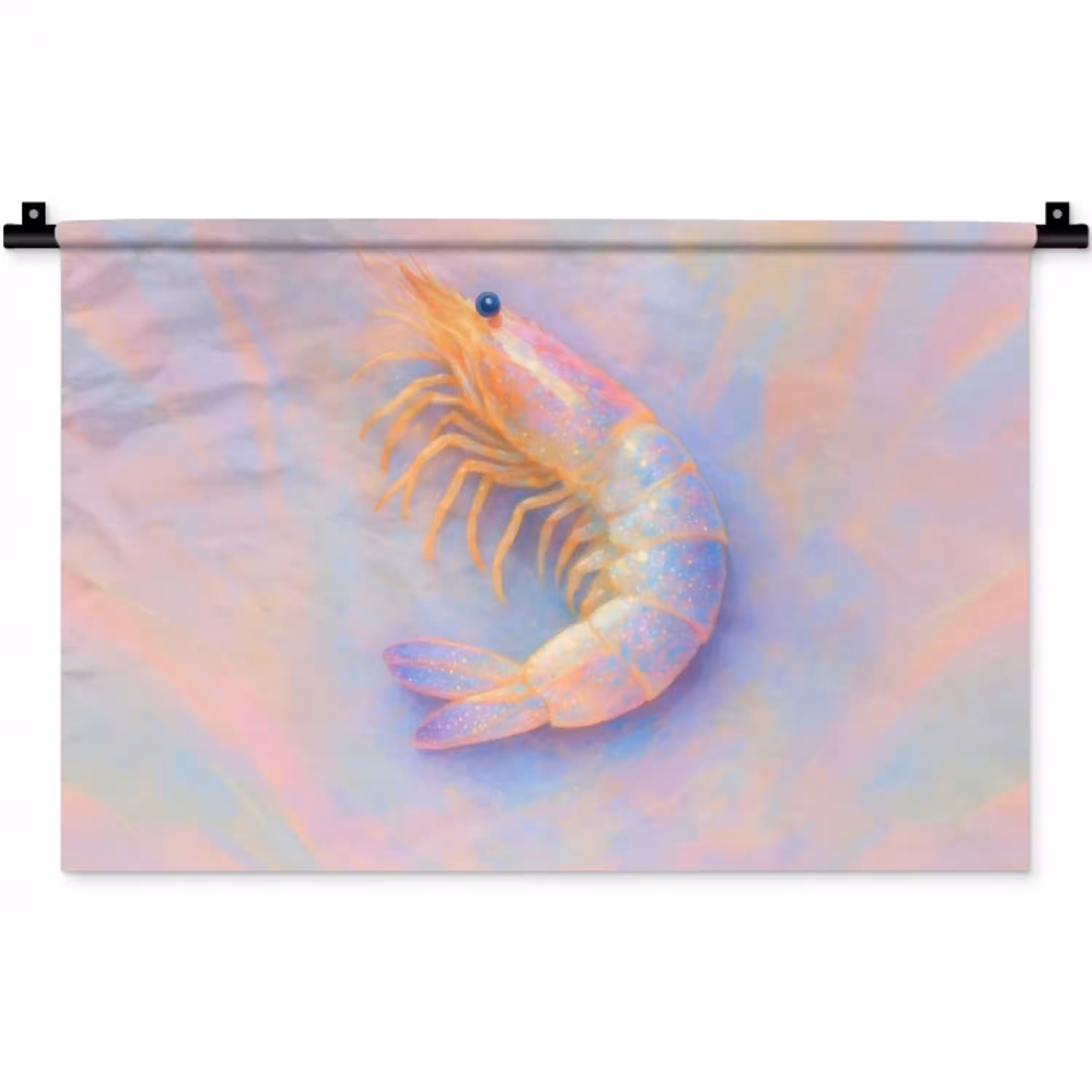 Garnaal - Subtiele structuur - Blauw - Roze Wandkleed katoen klein -zz3d