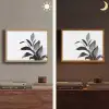 Plant - Bladeren - Minimalistisch - Zwart Light Box met batterij (Wandlamp) middel -sfeer3