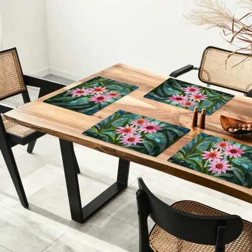 Bloemen - Roze - Glasmozaïek Placemat vinyl groot -zzsfeer4_Kitchenyeah-website