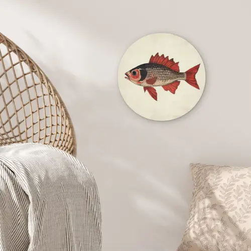 Schubben - Rood - Vis - Vinnen Wandcirkel kunststof plaat 5mm dik klein -sfeer5