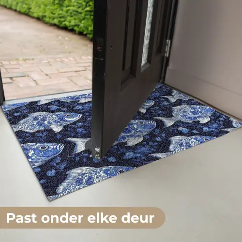 Vissen - Bloemen - Blauw Deurmat klein 898 -USP_NL