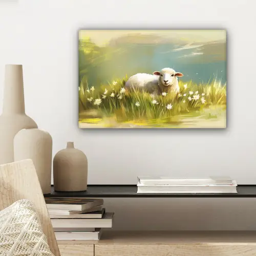 Schaap - Weide - Groen canvas 2cm klein -sfeer6