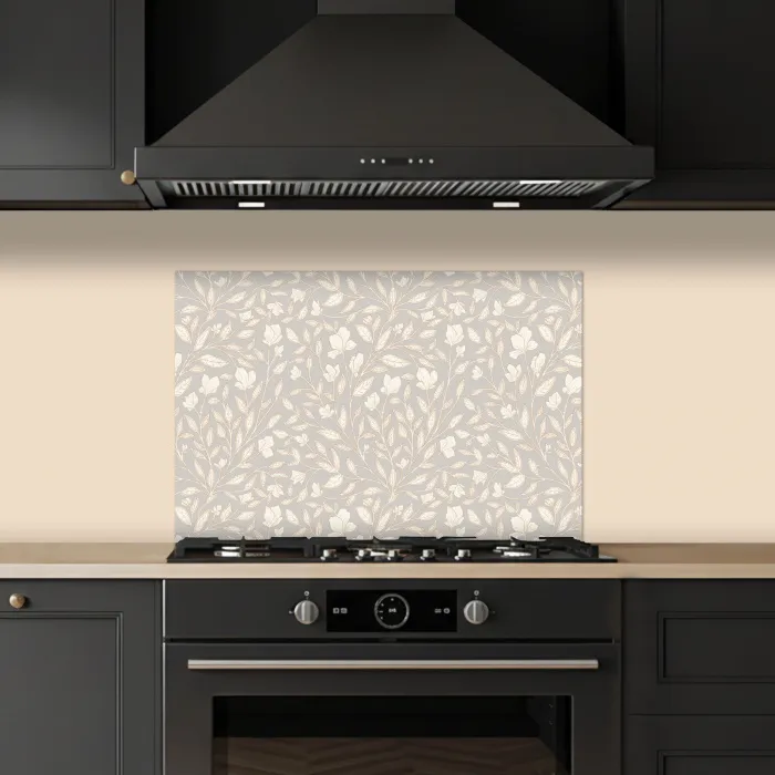 Bloemen - Steel - Blaadjes keuken achterwand spatscherm klein 900 -sfeer1