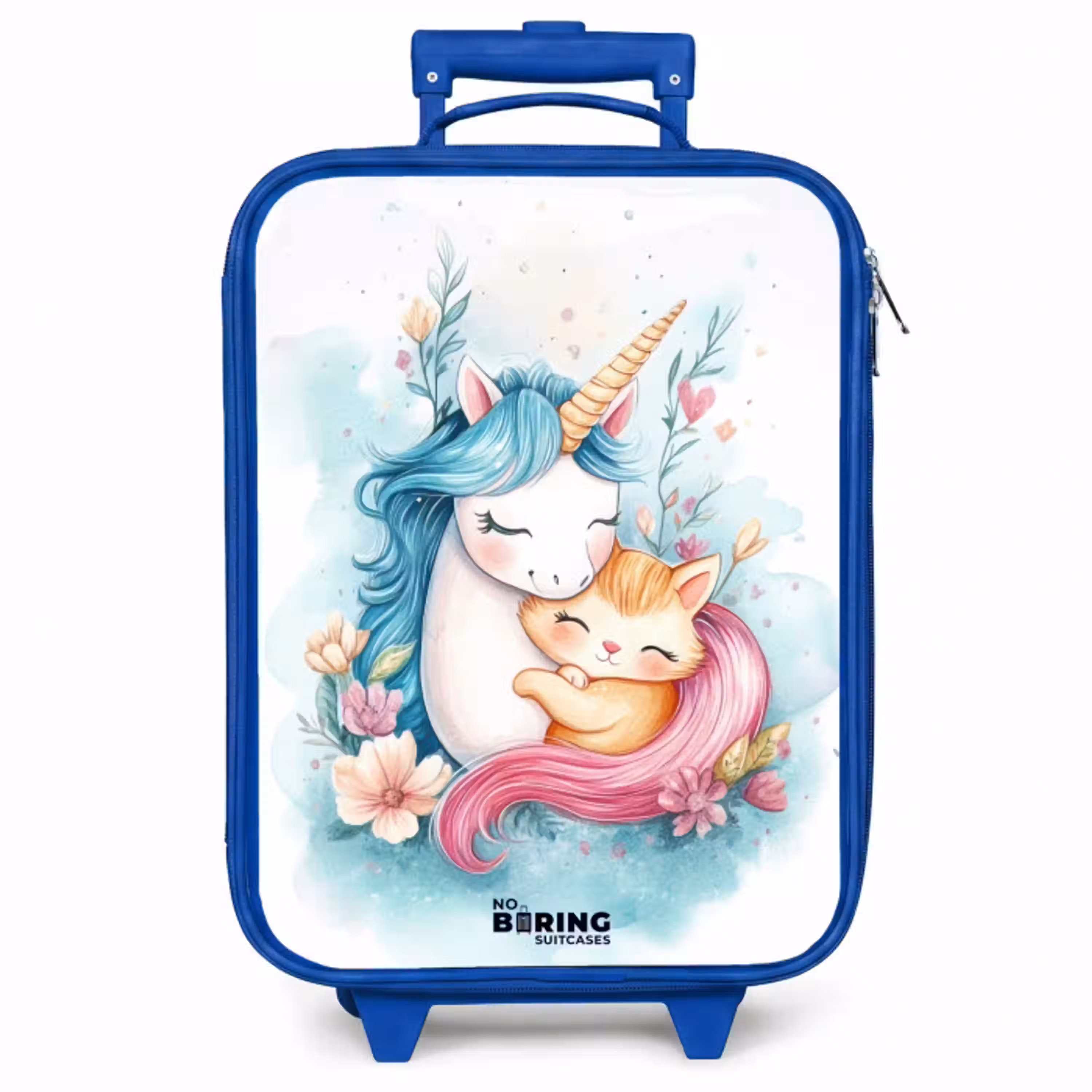 Eenhoorn met blauwe manen en oranje kitten Kinderkoffer - Blauw klein -zzz_website3d