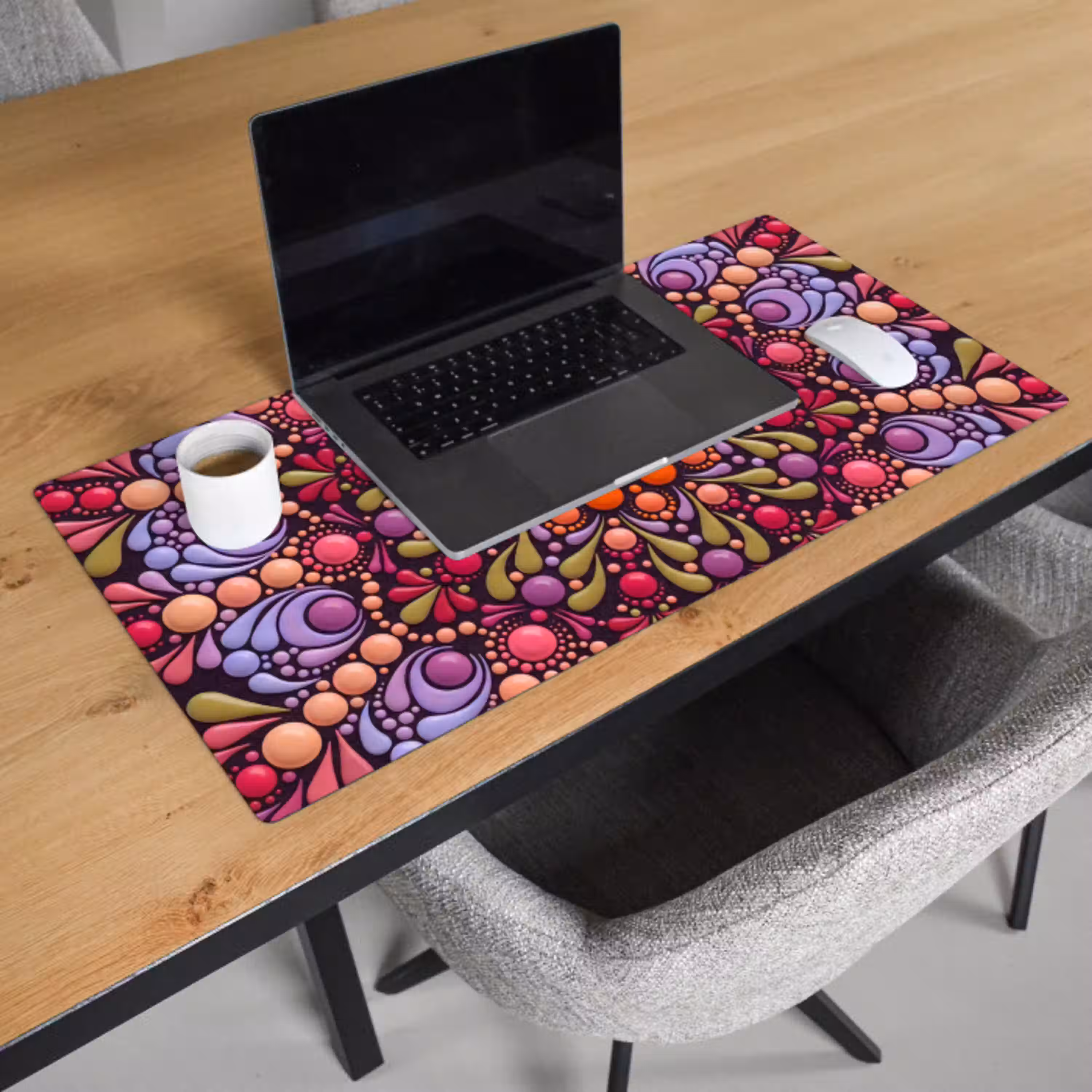 Patroon - Stippen - Abstract - Modern - Kleurrijk Muismat XXL klein -sfeer1