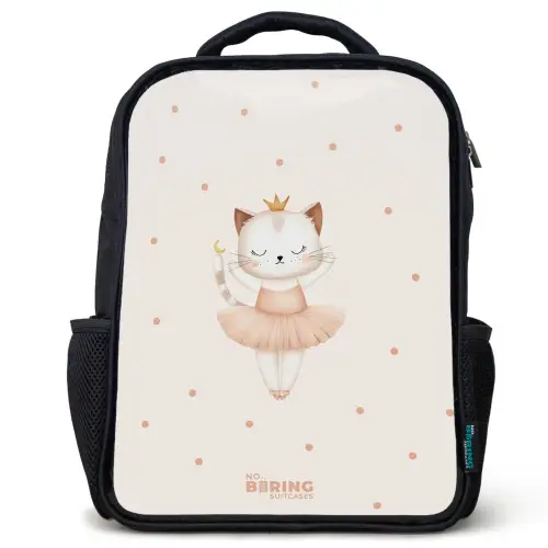 Ballerina kitten in beige kleuren Rugzak - Zwart middel -3d