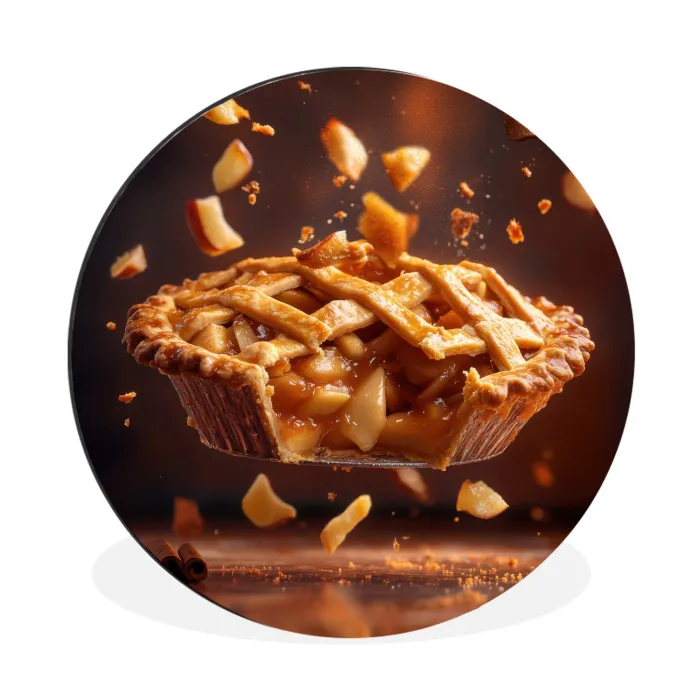 Appel - Taart - Warm - Eten Wandcirkel aluminium klein -3d