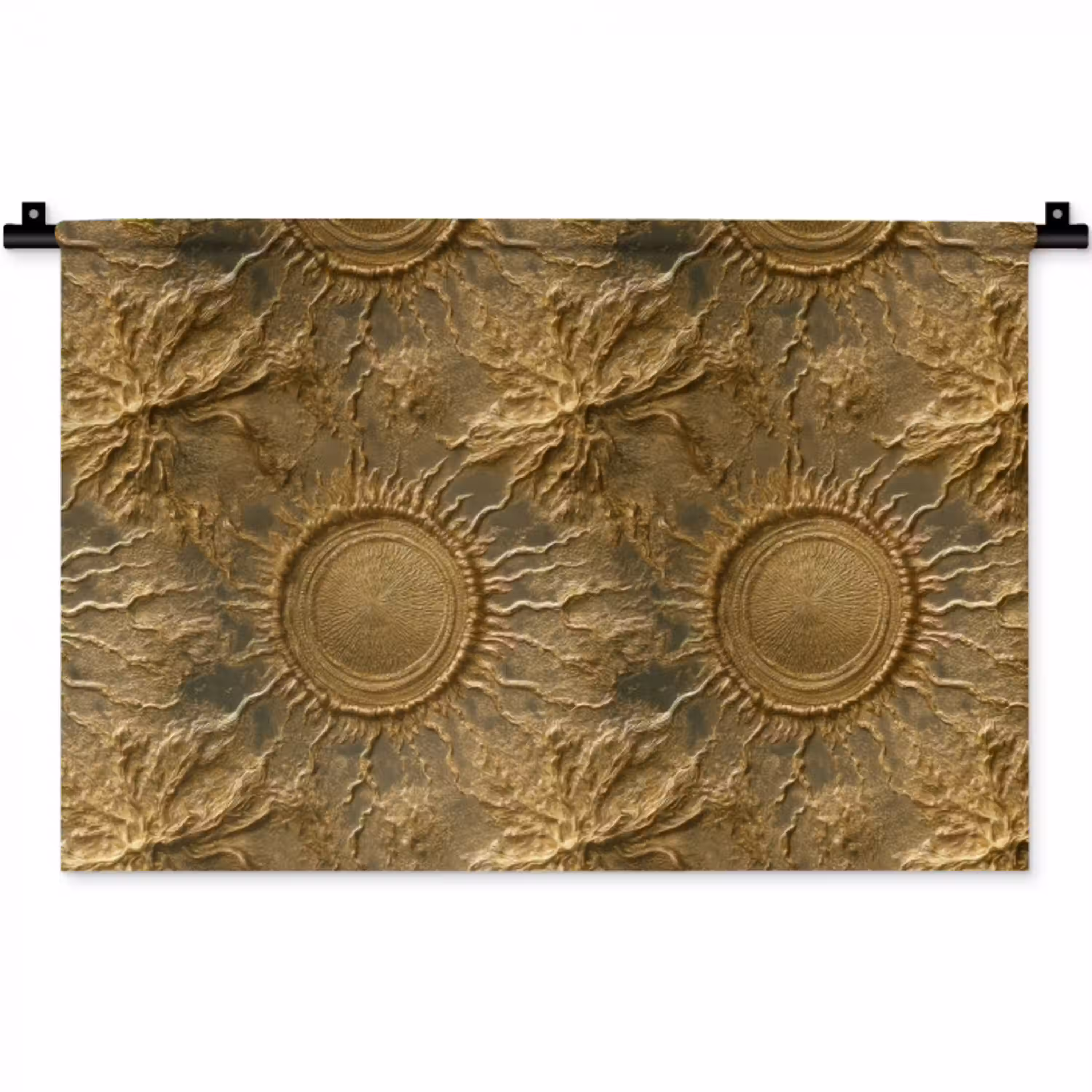 Zon - Reliëf - Antiek - Goud Wandkleed katoen klein 269 -zz3d