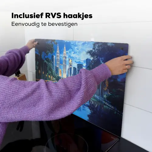 Stad Kuala Lumpur - Skyline - Wolkenkrabbers - Water Inductie beschemer met haakjes klein -ky-ophangen-nl