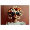 Vrouw - Macarons - Bril poster papier klein -3d