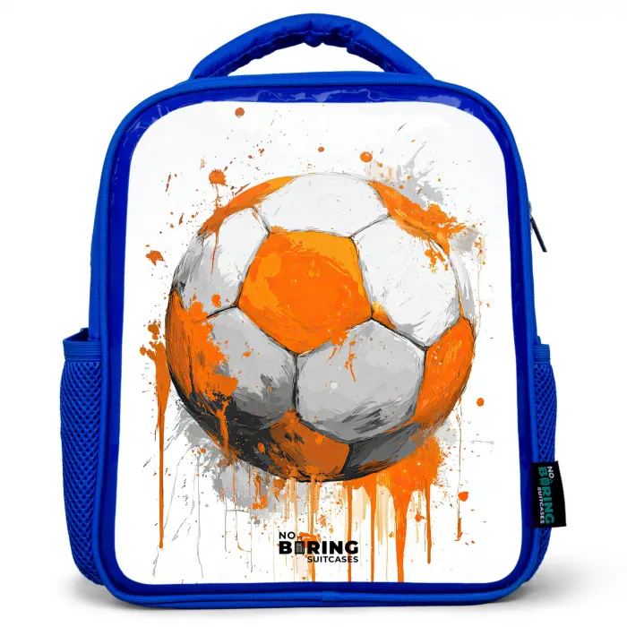 Voetbal - Verf - Oranje Kinderrugzak - Blauw middel -3d