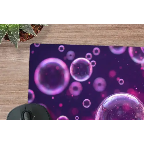 Paars - Bubbels - Schuim muismat rubber klein -closeup