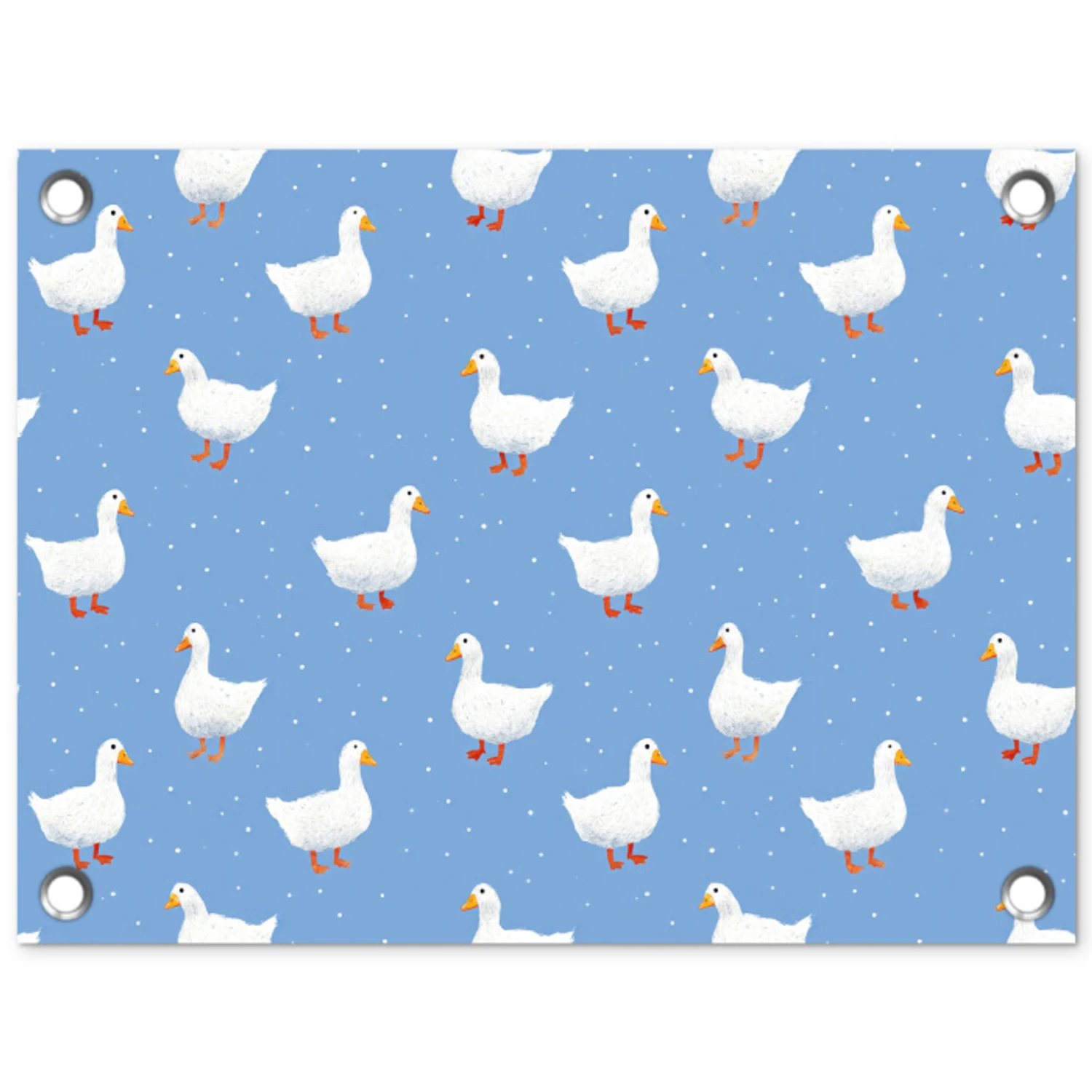 Ganzen - Elegant - Blauw tuinposter los doek klein 239 -3d