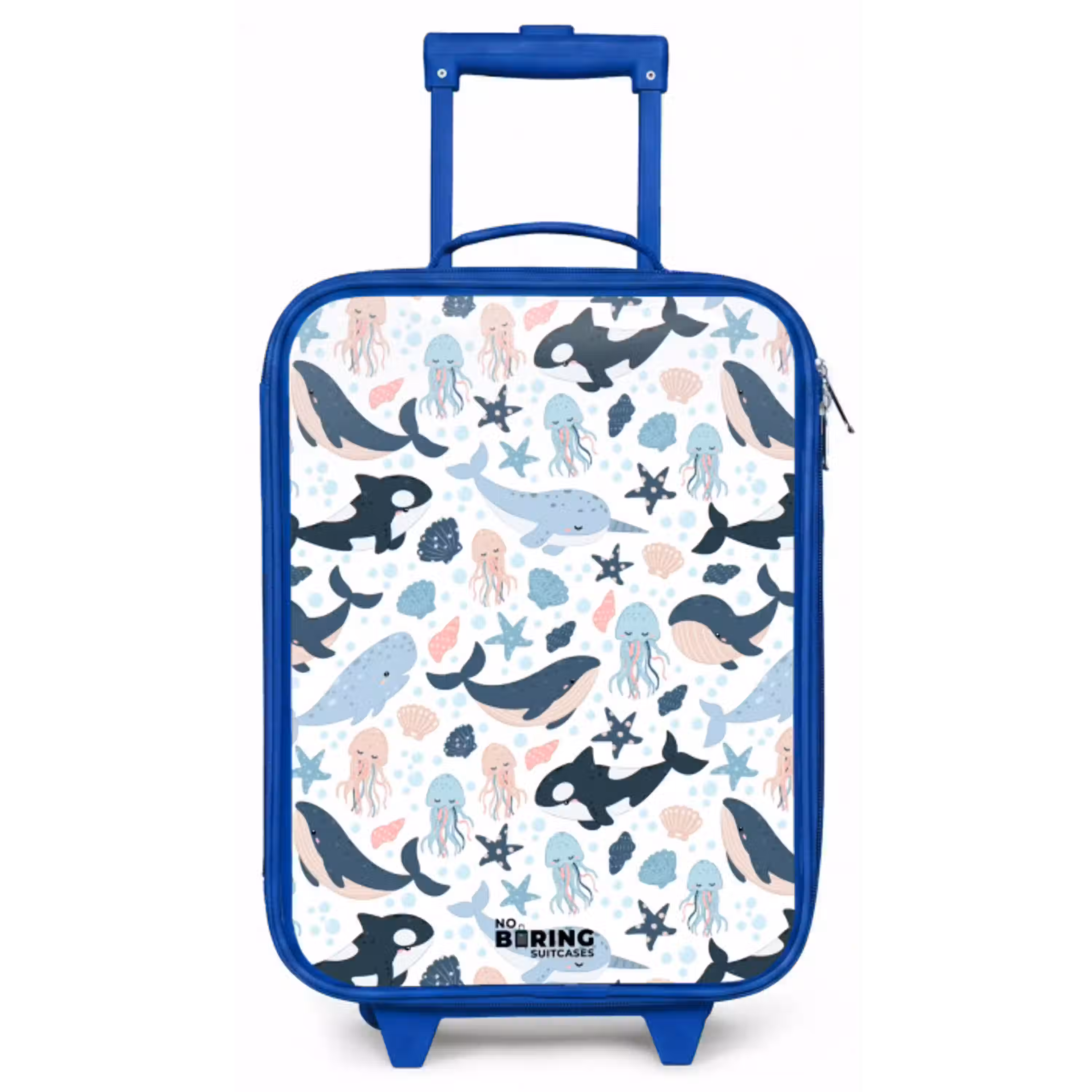 Zeedierenpatroon met walvissen, kwallen en orka's Kinderkoffer - Blauw klein -zz3dotto