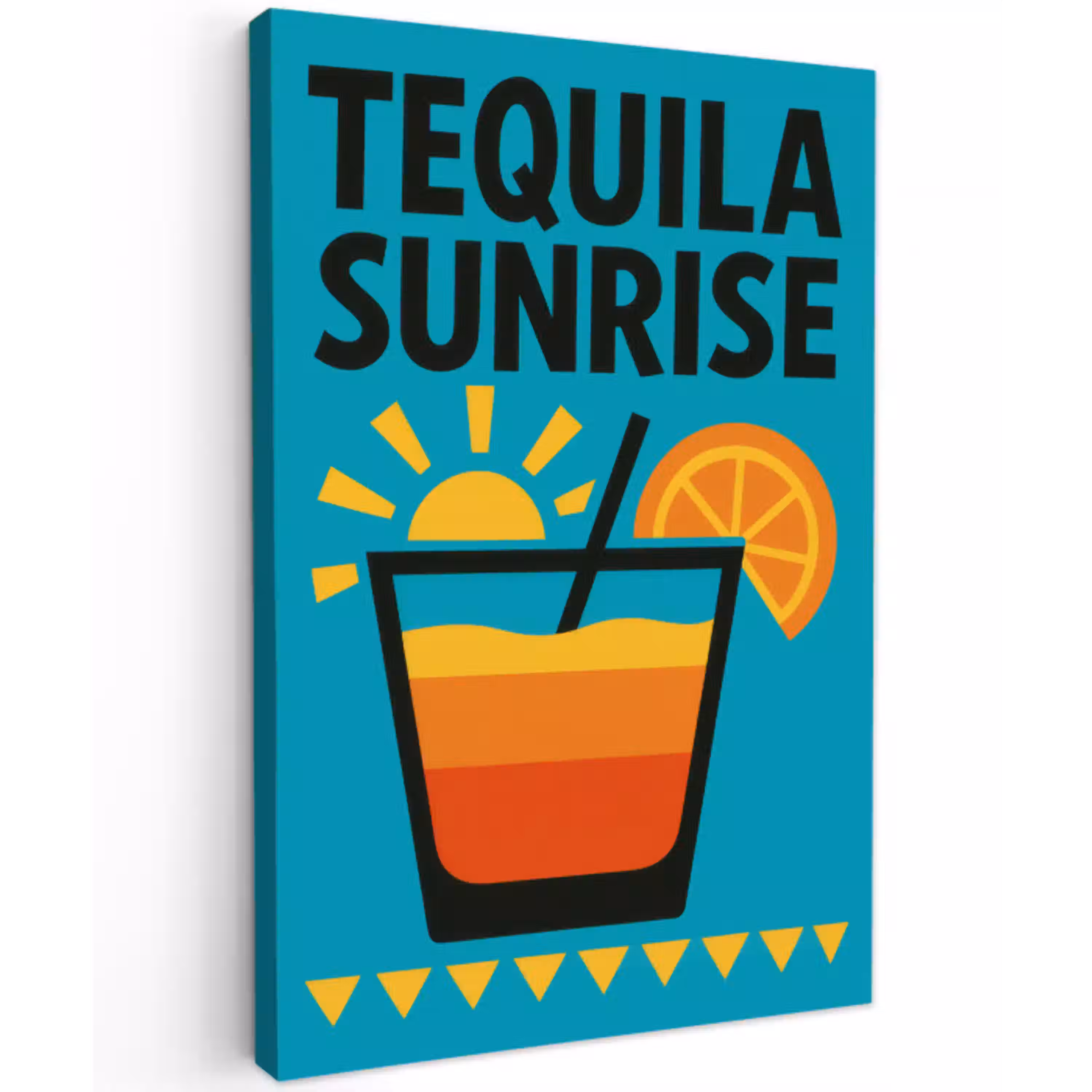 Illustratie - Tequila - Glas - Blauw Tuinposter op houten frame 2 cm dik klein -3d