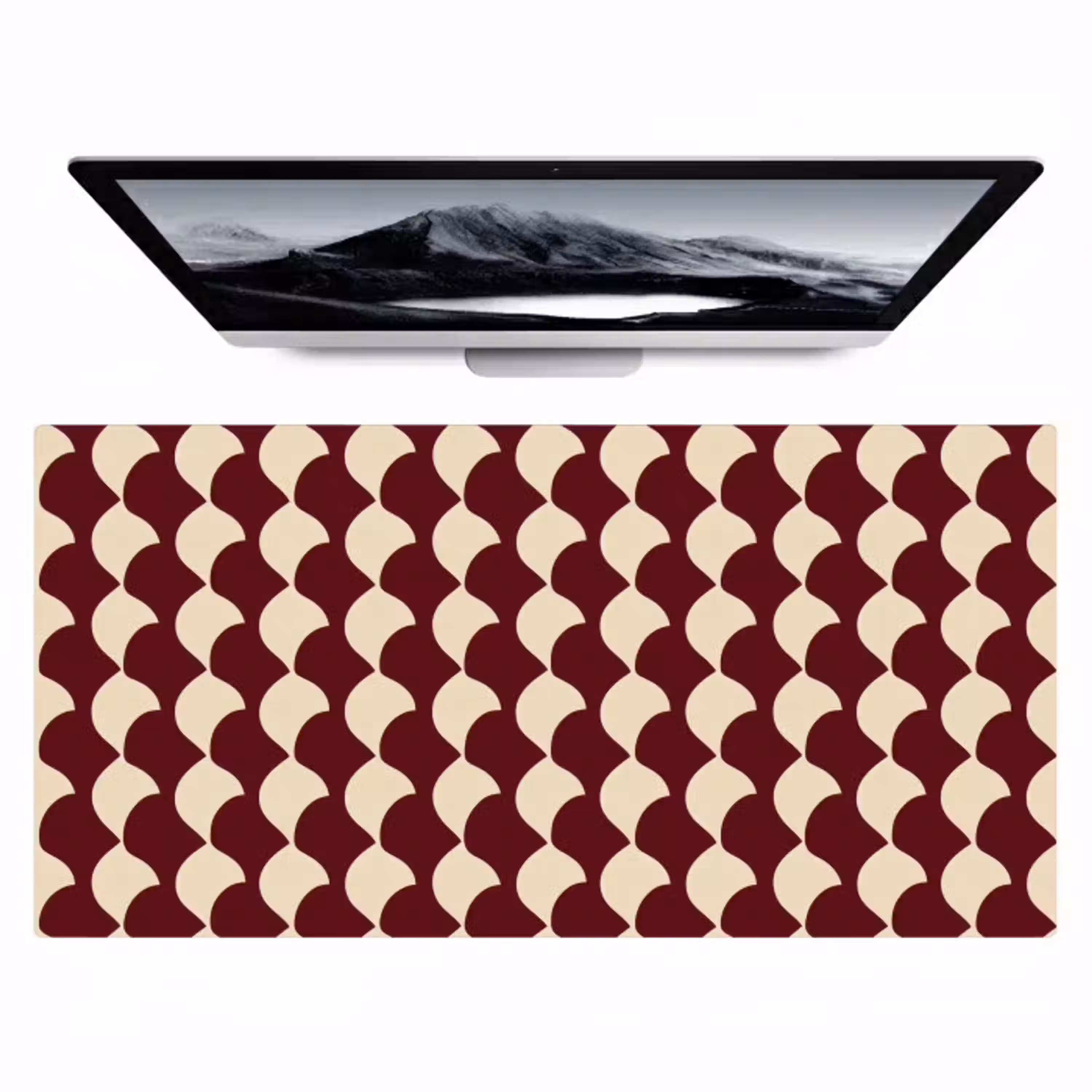 Rood - Tegelpatroon - Crème Muismat XXL klein 681 -zzz3d