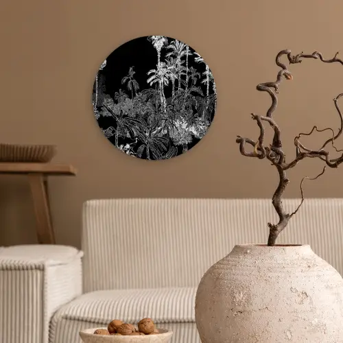 Palm - Jungle - Tropical Wandcirkel plexiglas klein -sfeer1