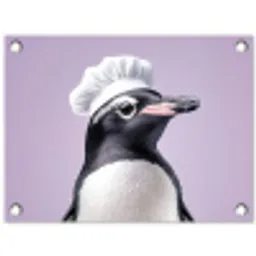 Pinguïn - Koksmuts - Lief - Paars tuinposter los doek klein -3d