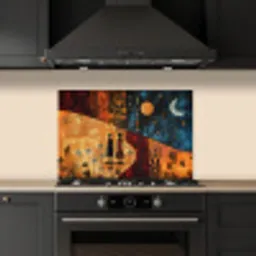 Silhouetten - Abstract - Zon - Maan keuken achterwand spatscherm klein -sfeer1