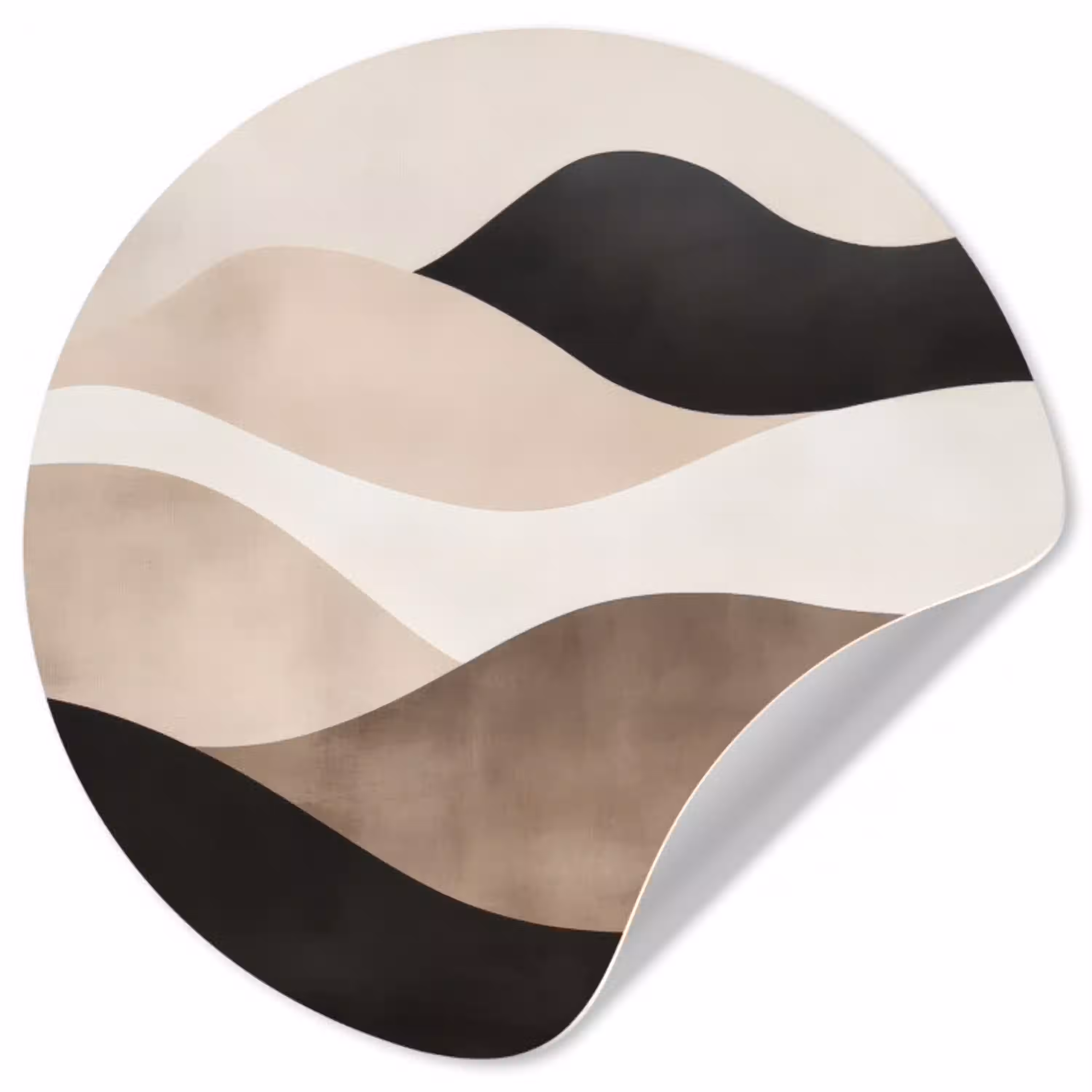 Abstract - Landschap - Golven - Crèmekleur Wandcirkel behangsticker klein -3d