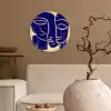 Okergeel - Blauw - Eenvoudige lijnen Wandcirkel kunststof plaat 5mm dik klein -sfeer1