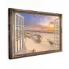 Doorkijk - Strand - Duinen - Natuur - Landschap Tuinposter op houten frame 2 cm dik klein -3d