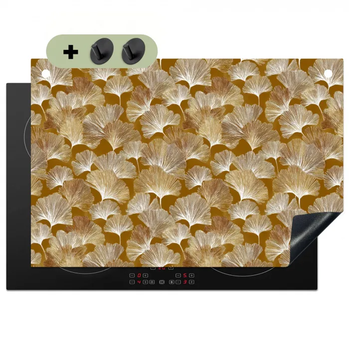 Ginkgo - Bladeren - Goud Inductie beschemer met haakjes klein 777 -3d