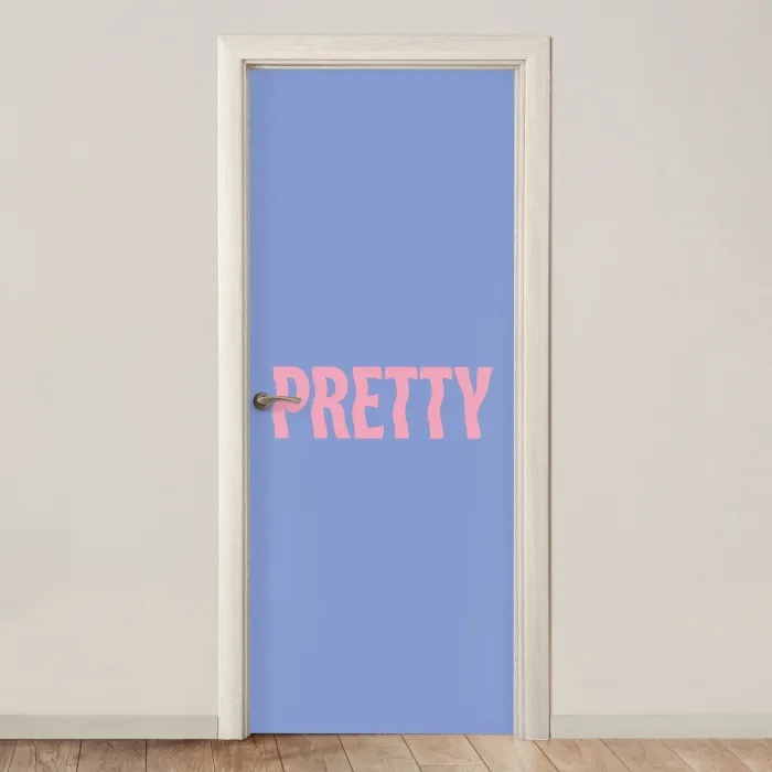 Pretty - Roze - Blauw - Golvend deurposter klein -3d_beige