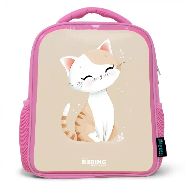 Kids' Backpacks Pink -. Kitten in the colors beige and white