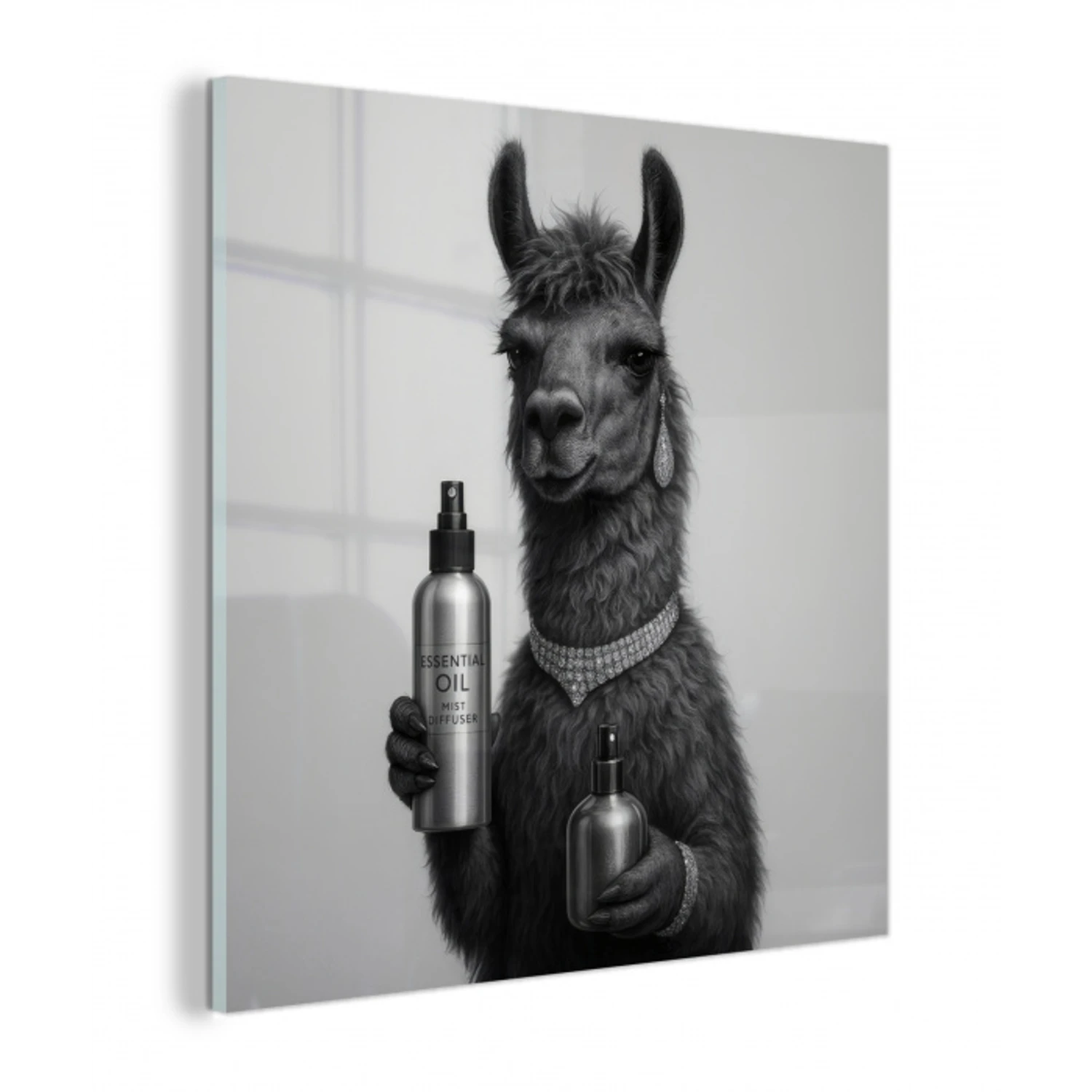 Lama - Flessen - Zwart - Wit plexiglas 5mm klein -z3d