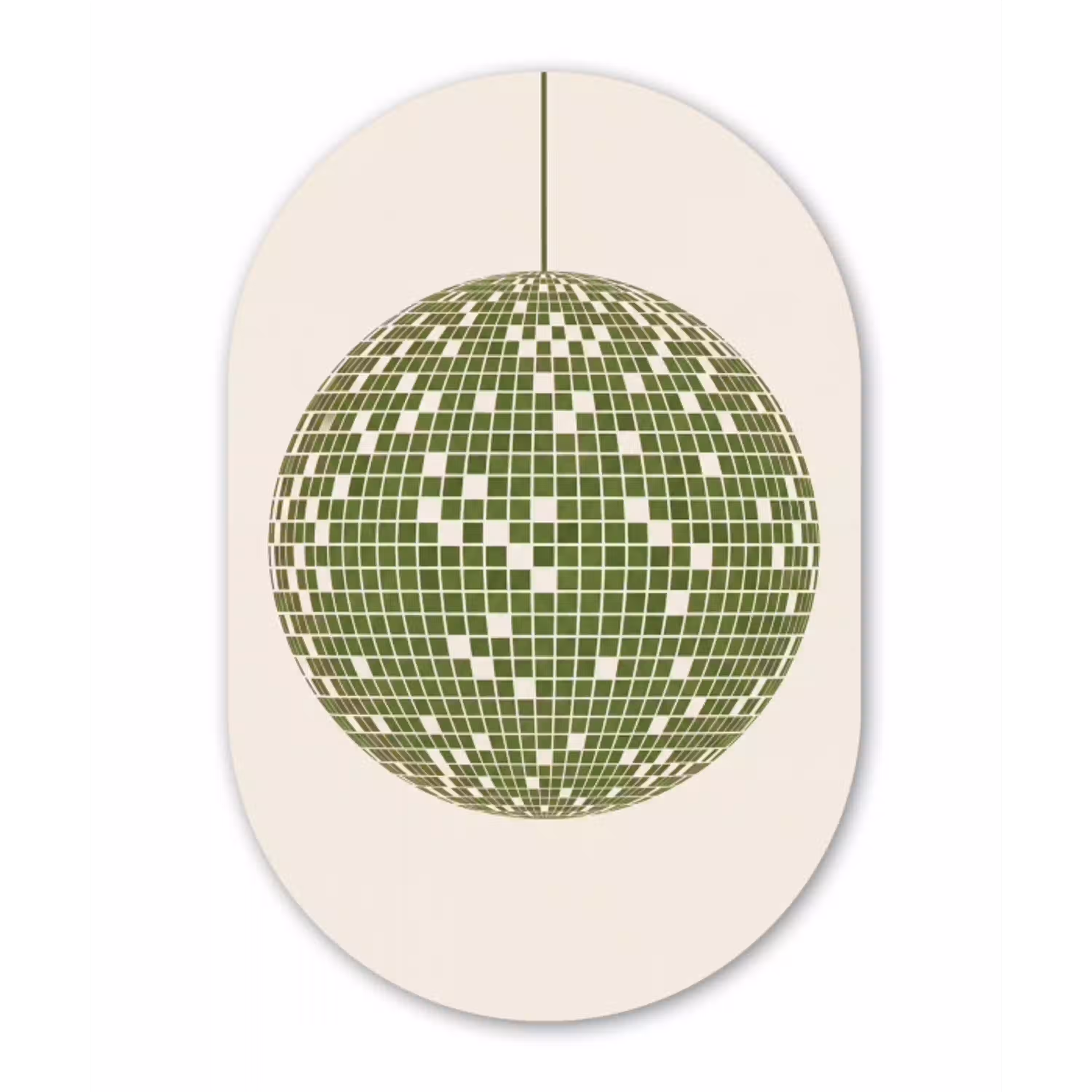 Disco - Bal - Groen - Abstract - Modern Wandcirkel Ovaal Aluminium middel -3d