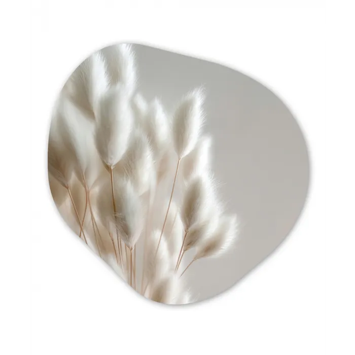 Pluimen - Beige - Minimalistisch Wandcirkel Organisch Aluminium middel -3d