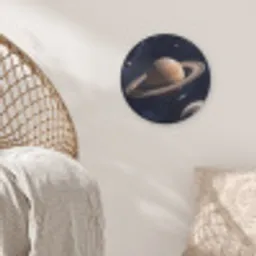 Planeten - Saturnus - Ruimte Akoestische PET Vilt - Rond klein -sfeer4