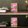 Stad - Roze - Palmbomen Light Box met kabel (Tafellamp) klein -sfeer3
