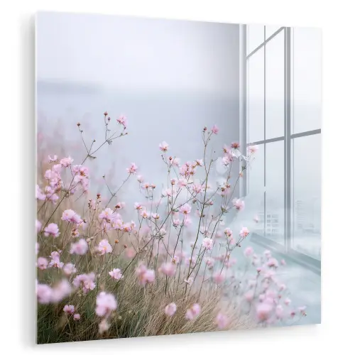 Klif - Bloemen - Zee - Roze plexiglas 5mm klein -zzzproduct_nieuw