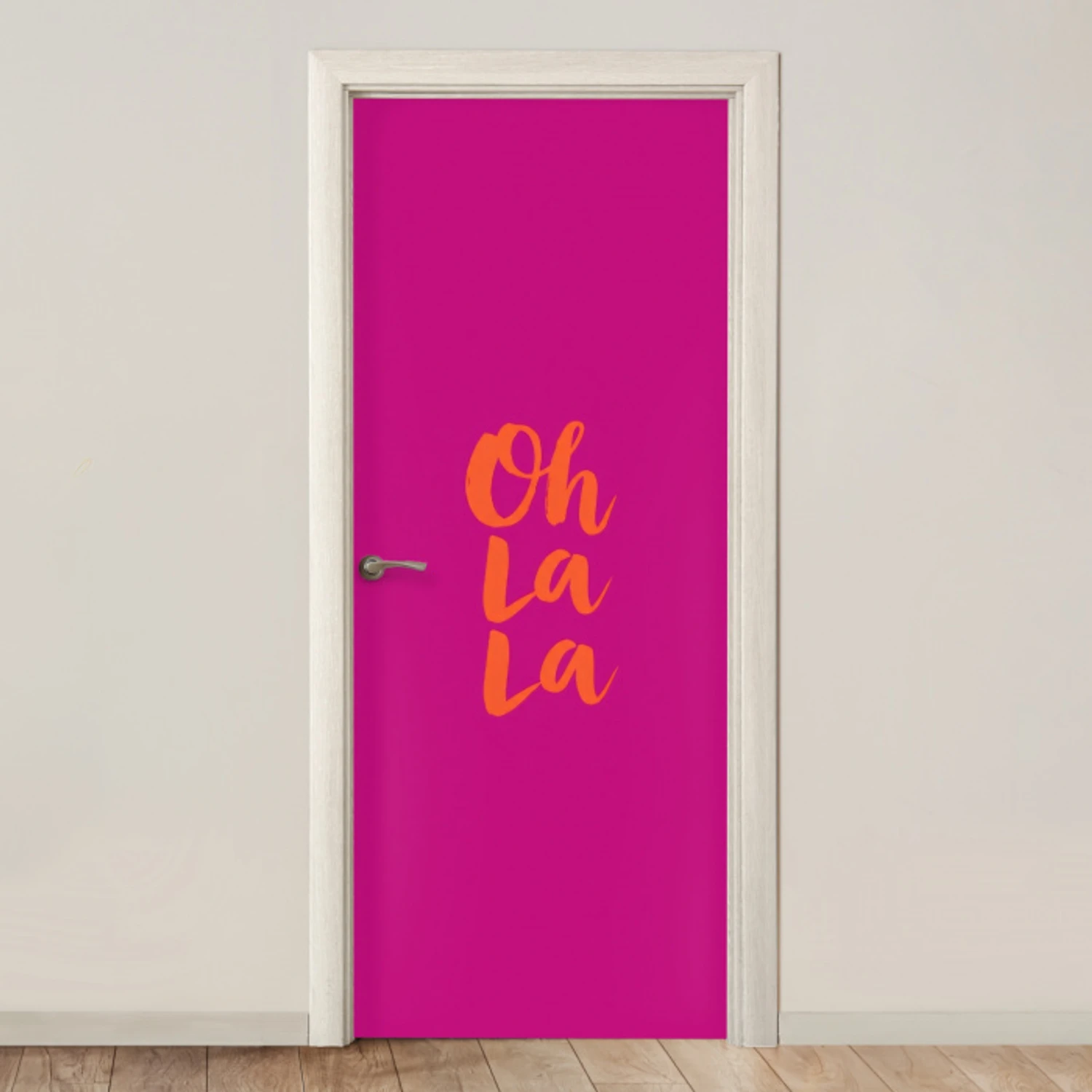 Oh la la - Roze - Oranje - Minimalistisch deurposter klein -3d_beige