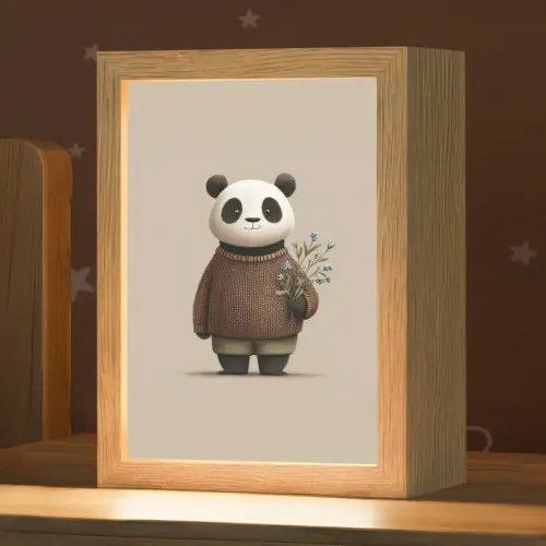 Panda - Blauwe bloemen - Zachtheid Light Box met kabel klein -zzz_3d_website