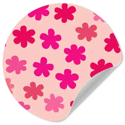 Bloemen - Patroon - Roze Wandcirkel behangsticker klein -3d