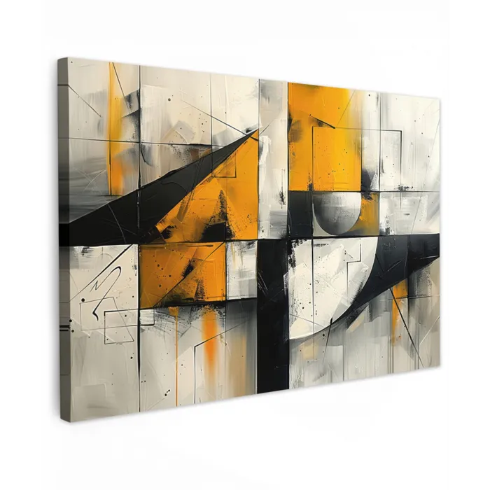 Geel - Abstract - Modern - Vormen canvas 2cm klein -z3d