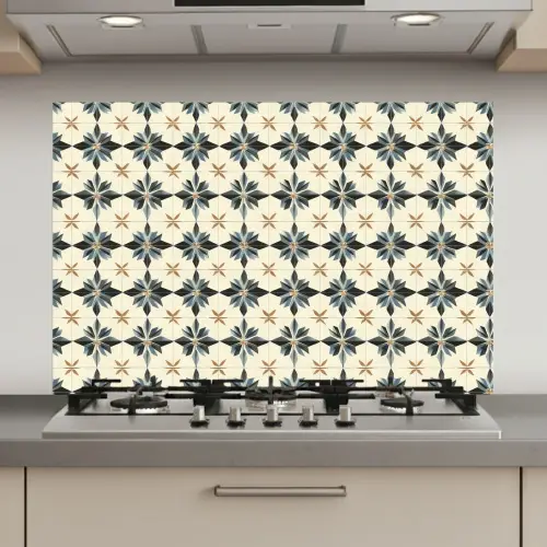 Sierlijk - Ornament - Blauw keuken achterwand spatscherm klein 900 -3d_website