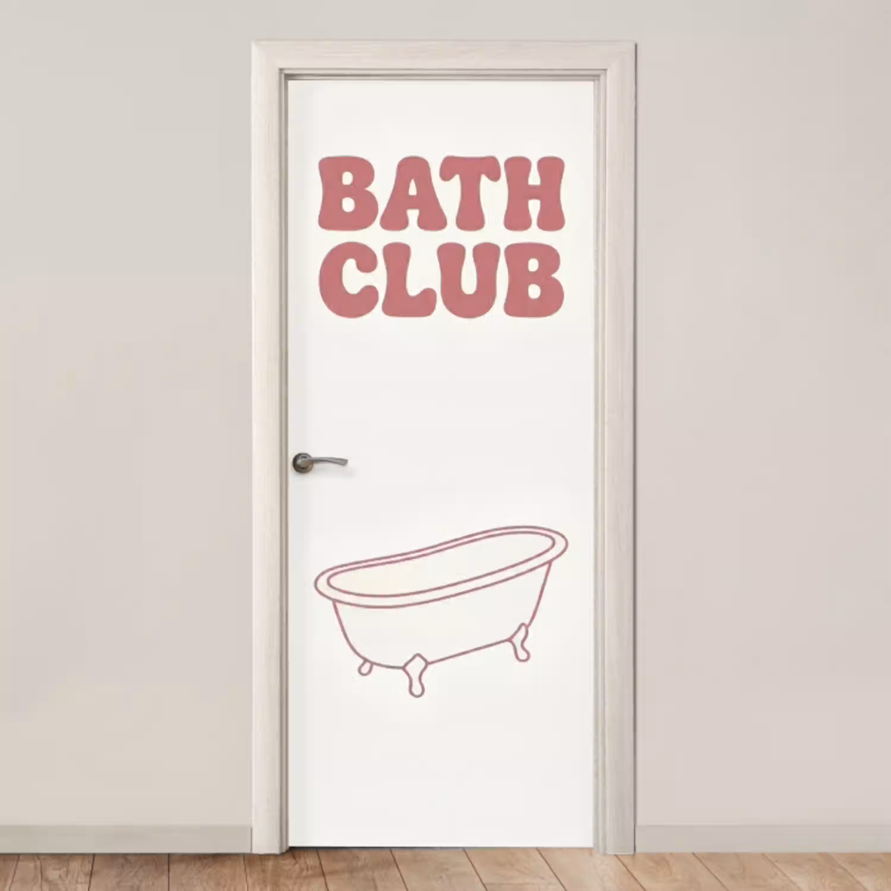Retro - Bad - Roze deurposter klein -3d_beige
