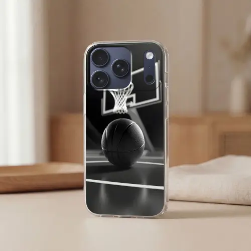 Basketbal - Basketbalveld - Lichtlijnen Telefoonhoesje iPhone 17 Pro klein -sfeer2