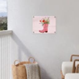 Cowboylaarzen - Roze - Boeket - Bloemen tuinposter los doek klein -sfeer8