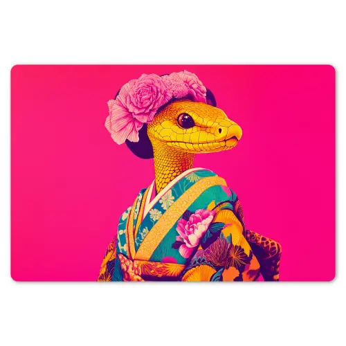 Hagedis - Bloemen - Roze - Kimono Placemat vinyl groot -zzsfeer1_Kitchenyeah-website