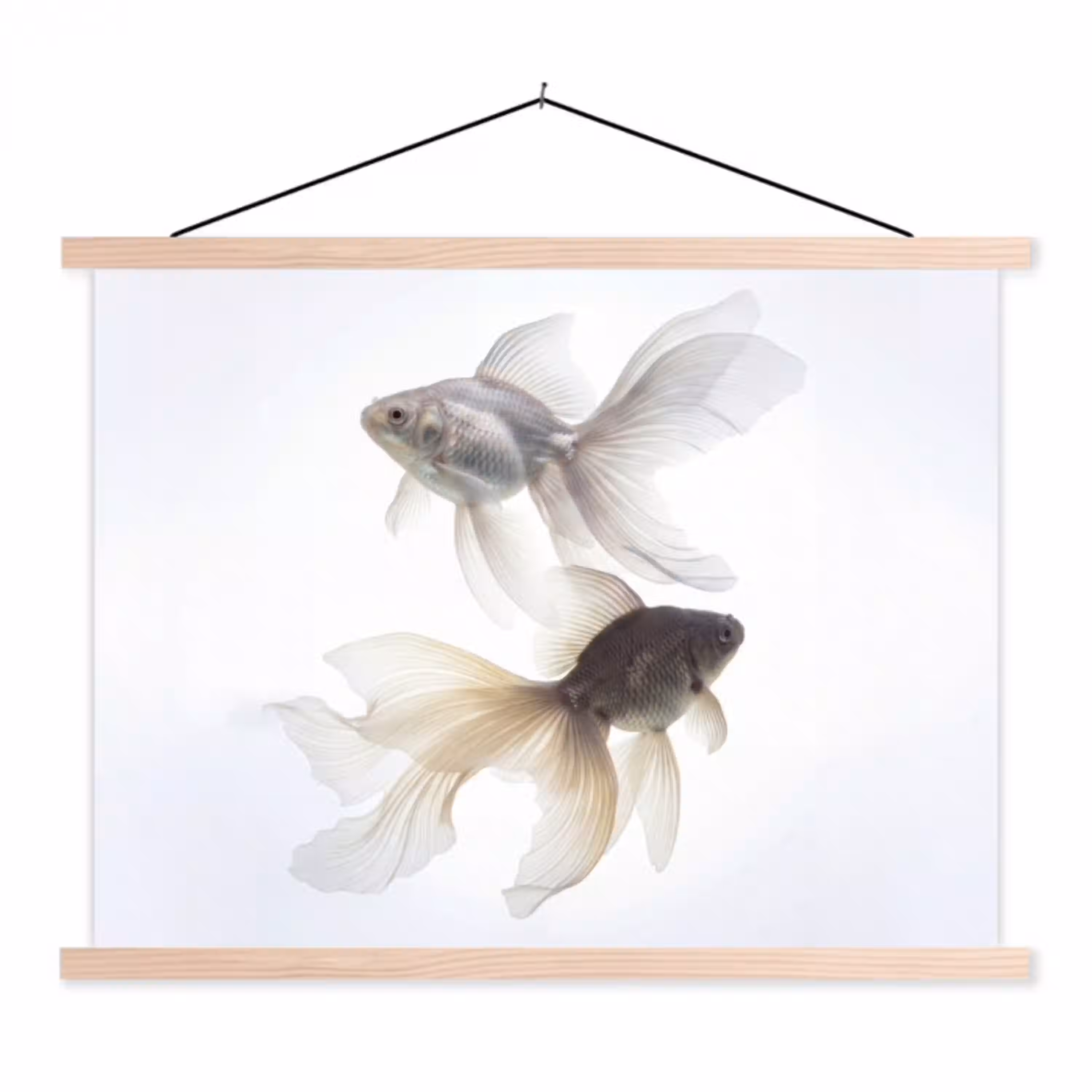 Goudvissen - Modern - Wit textielposter latten blank klein -3d